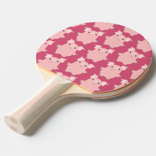 Kute Inquisitive Cartoon Pigs Ping Pong Paddle Tafeltennisbatje (Voorkant Gekanteld)