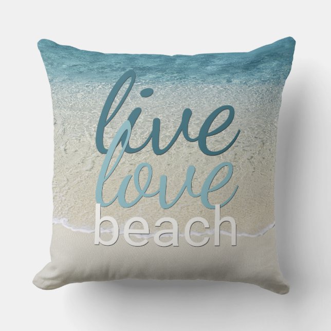 Kute Inspirerend Live Love Beach Quote Buitenkussen (Voorkant)