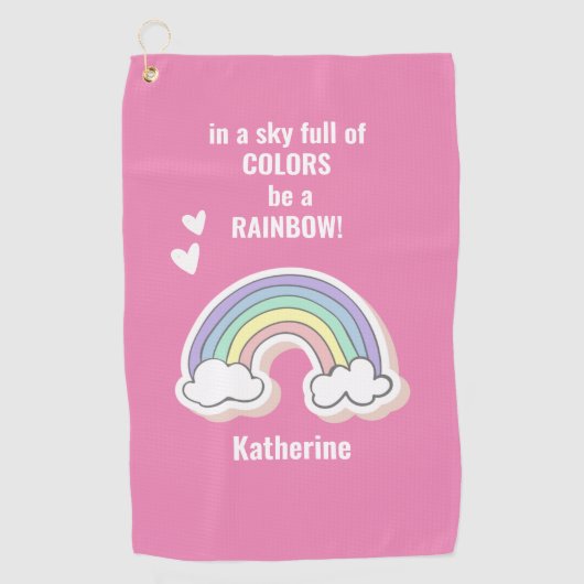 Kute Inspirerend Rainbow Quote - Kinder Golfhanddo Golfhanddoek (Voorkant)