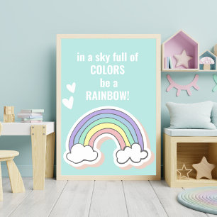 Kute Inspirerend regenboogquote - Kinder slaapkame Poster