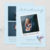 Kute Instant Photo Moderne Multiple 3 Foto Birth Aankondiging (Voorkant / Achterkant)