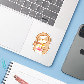Kute Instant Ramen Noodle Soup-sleuf Sticker (Laptop met iPhone)