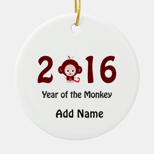 Kute jaar 2016 van de aap keramisch ornament (Voorkant)