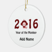 Kute jaar 2016 van de aap keramisch ornament (Links)