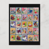 Kute Japan Year of Animal Stamp Pattern Briefkaart (Voorkant)