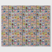 Kute Japan Year of Animal Stamps Pattern Cadeaupapier (Vlak)