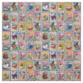 Kute Japan Year of Animal Stamps Pattern Stof (Swatch)