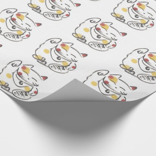 Kute Japans Lucky Cat Art Wrapping Paper Cadeaupapier (Hoek)
