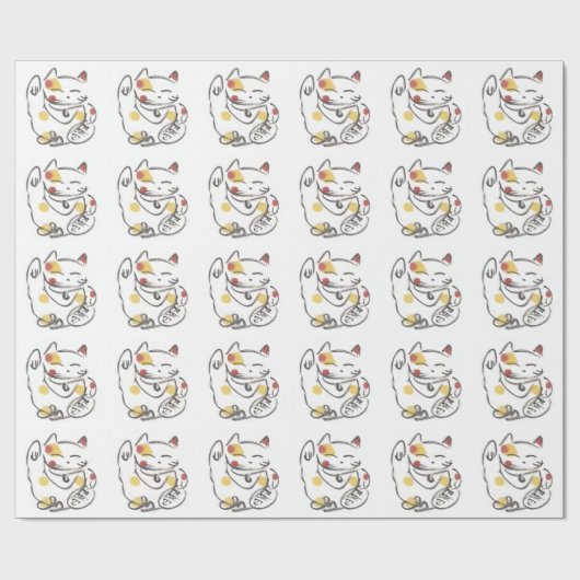 Kute Japans Lucky Cat Art Wrapping Paper Cadeaupapier (Vlak)