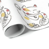 Kute Japans Lucky Cat Art Wrapping Paper Cadeaupapier (Rol Hoek)
