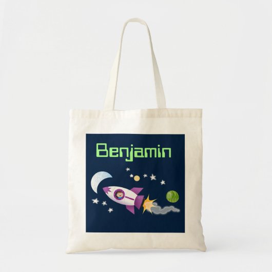 Kute jongen in de cartoon van raketten tote bag (Voorkant)