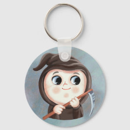 Kute jongen in een Bord van het kostuum Death Hall Sleutelhanger