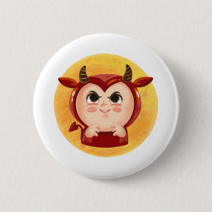 Kute jongen in een rode duivel Halloween kostuum Ronde Button 5,7 Cm