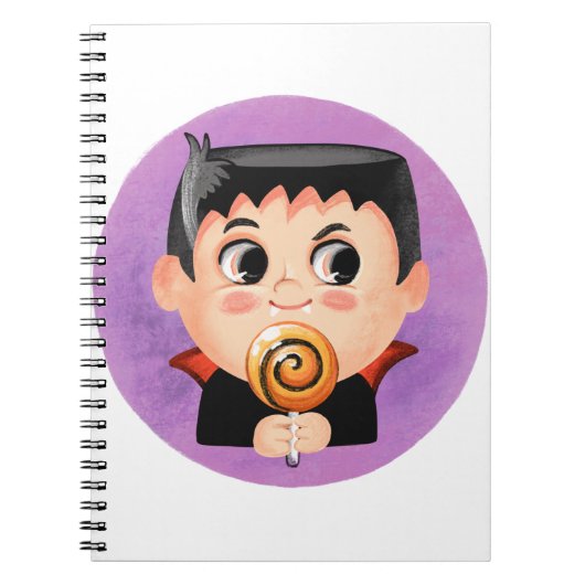 Kute jongen in een vampier Halloween kostuum Notitieboek (Voorkant)