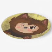 Kute jongen in een Werewolf Halloween-kostuum Papieren Bordje (Gekanteld)