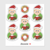 Kute jongen met kort blond Kerst sticker (Vel)