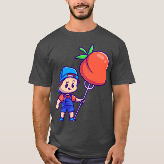 Kute jongen met perspruitsap-Cartoon T-shirt