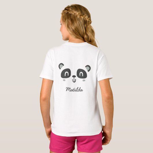 Kute karakter panda kinderdagkleding t-shirt (Achterkant volledig)