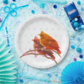 Kute kardinale vogels en sneeuwvlokken papieren bordje (Feest)