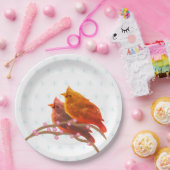 Kute kardinale vogels en sneeuwvlokken papieren bordje (Feest)