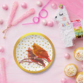 Kute kardinale vogels papieren bordje (Feest)