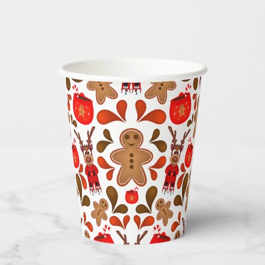Kute Kasky Kerstrendiertje met warme chocolade Papieren Bekers (Achterkant)