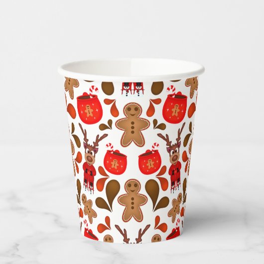 Kute Kasky Kerstrendiertje met warme chocolade Papieren Bekers (Links)