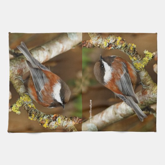 Kute kastanjebruin op de perenboom theedoek (Horizontaal)