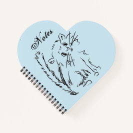 Kute Kat Cartoon Blue Heart Shaped Spiral Notitieboek