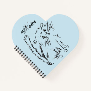 Kute Kat Cartoon Blue Heart Shaped Spiral Notitieboek