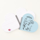 Kute Kat Cartoon Blue Heart Shaped Spiral Notitieboek (Binnen)