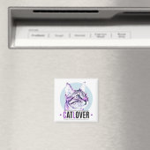 Kute Kat Face Pink en Black Cat Lover Magneet (Insitu (Vaatwasser))