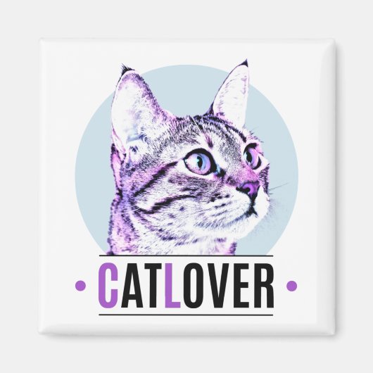 Kute Kat Face Pink en Black Cat Lover Magneet (Voorkant)