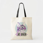 Kute Kat Face Pink en Black Cat Lover Tote Bag (Voorkant)
