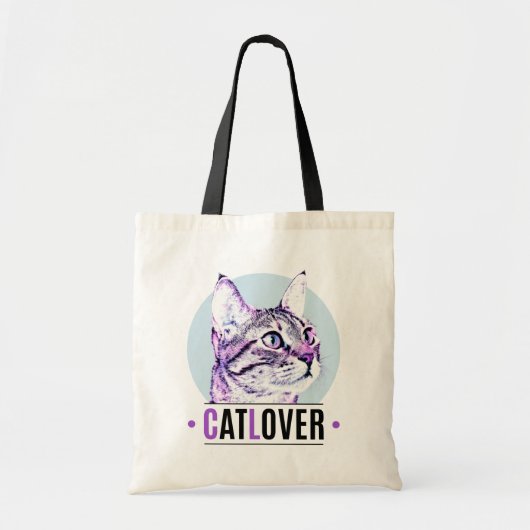Kute Kat Face Pink en Black Cat Lover Tote Bag (Voorkant)