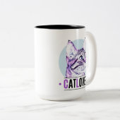 Kute Kat Face Pink en Black Cat Lover Tweekleurige Koffiemok (Voorkant rechts)