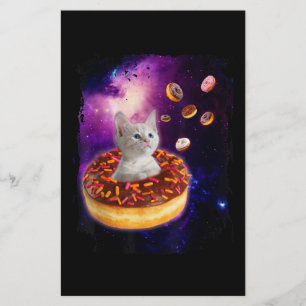 Kute kat in donut in ruimtespuiten van Kat Briefpapier