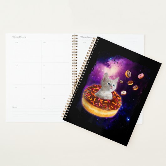 Kute kat in donut in ruimtespuiten van Kat Planner (Display)