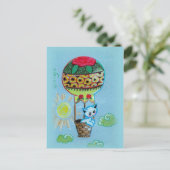 Kute Kat in Hot Air Baloon Briefkaart (Staand voorkant)