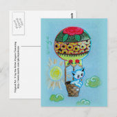 Kute Kat in Hot Air Baloon Briefkaart (Voorkant / Achterkant)