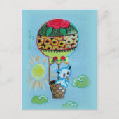 Kute Kat in Hot Air Baloon Briefkaart (Voorkant)