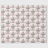 Kute Kat in roze bloemen Cadeaupapier (Vlak)