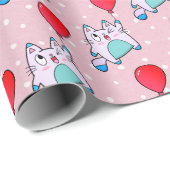 Kute Kat met ballonverlooppapier Cadeaupapier (Rol Hoek)