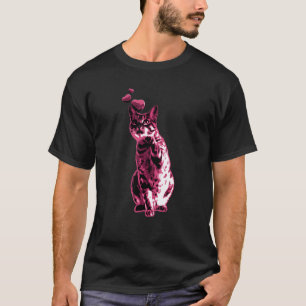 Kute kat met hartenretro Roze 10 T-shirt