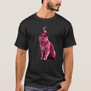 Kute  kat met hartenretro Roze 7 T-shirt