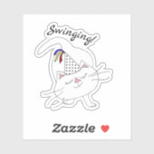 Kute Kat Party White Cat Sticker (Vel)