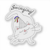 Kute Kat Party White Cat Sticker (Voorkant)