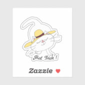 Kute Kat Straw Pet Trick Sticker (Vel)