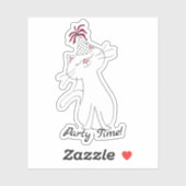Kute Kat White Cat Party Pet Sticker (Vel)