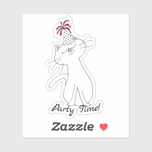 Kute Kat White Cat Party Pet Sticker (Vel)